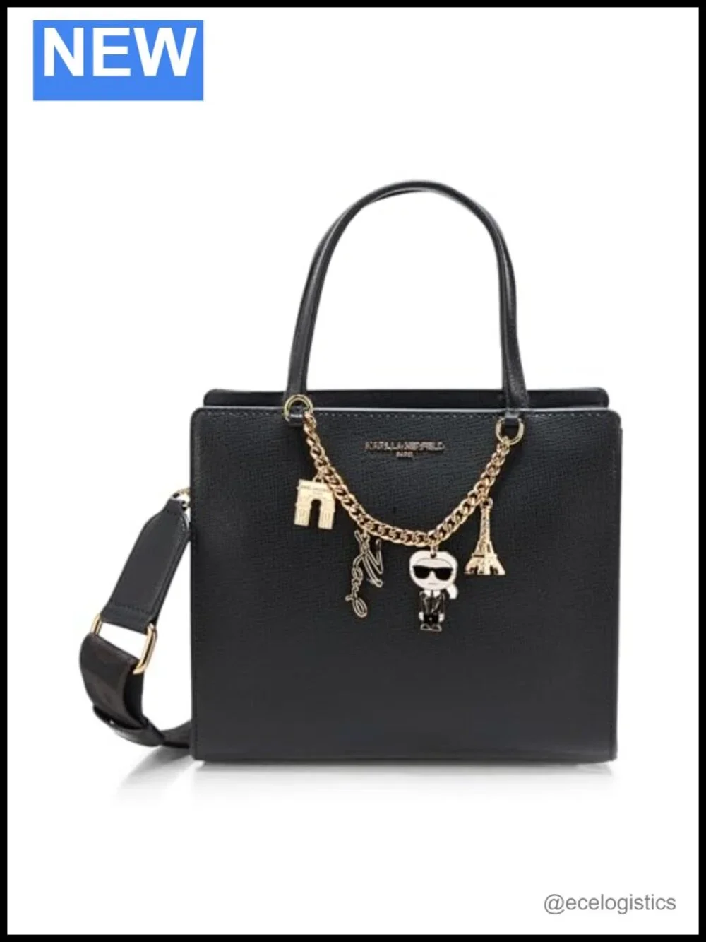 Vintage Faux Leather Satchel Handbag with Charm Details